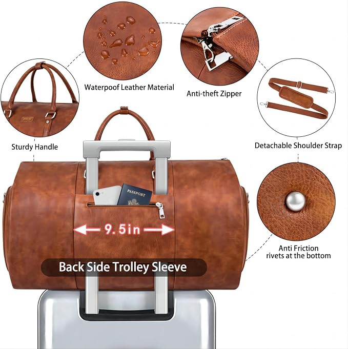 Garment Bag for Travel, Convertible Carry on Garment Duffel Bag for Men 3Pcs - Image 7