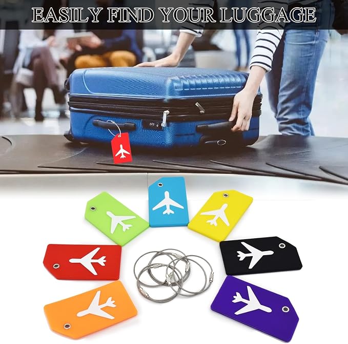7 Pack Silicone Luggage Tag Baggage Handbag Travel Bag Tags - Image 7
