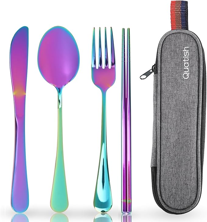 Travel Utensils with Case, Quatish Portable Silverware Set by Quatish