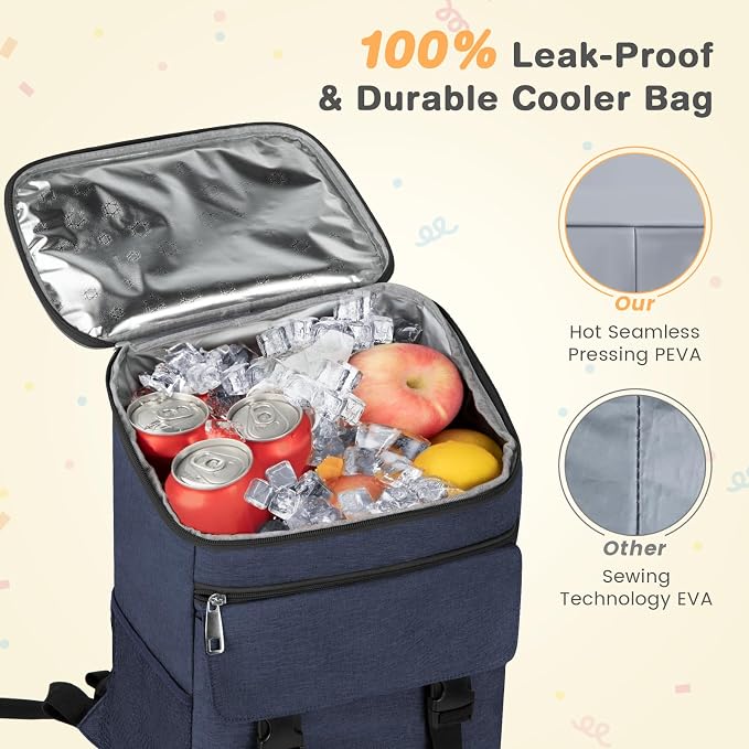 Cooler Backpack Soft Insulated Leak Proof 50 Cans Insulated Backpack Cooler - Image 2