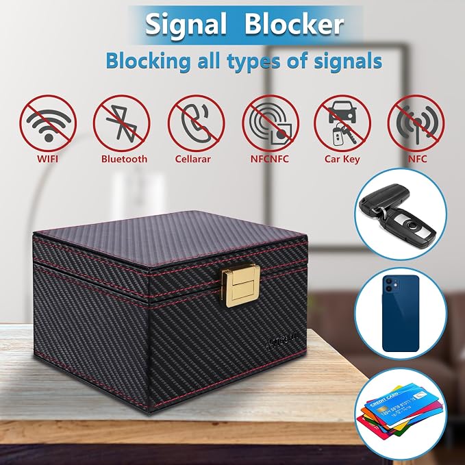 TICONN Faraday Box, Car Key Fob Protector, Carbon Fiber Signal Blocker - Image 4
