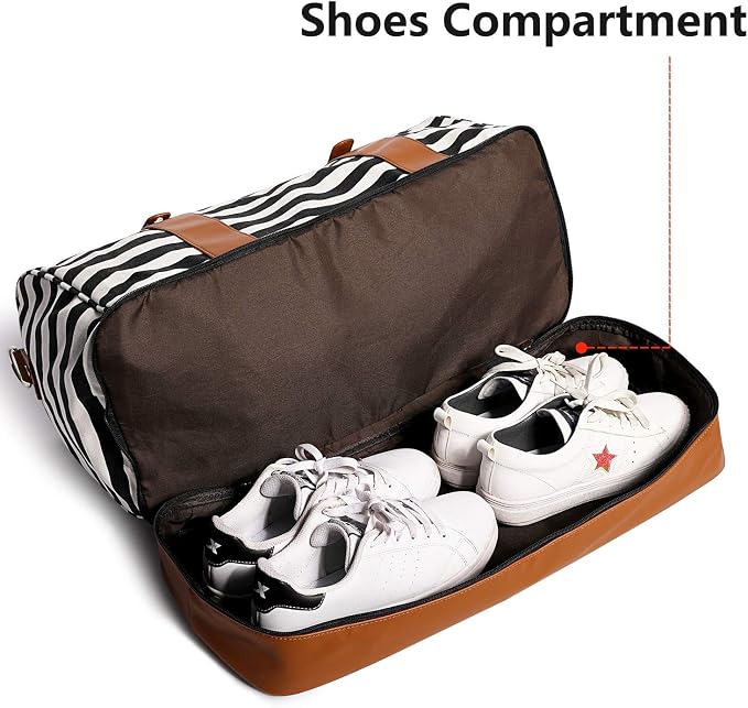 Newshows Women Weekender Bag Canvas Travel Duffel Bag Overnight Carry On Tote - Image 5