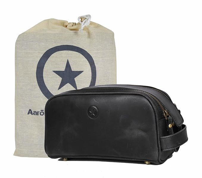 10" Premium Leather Toiletry Travel Pouch by AARONLEATHERGOODS%C2%AE