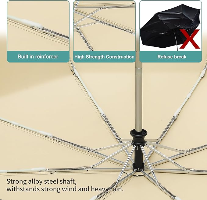 Color Glue Coating Sun Umbrella UV Protection Compact Folding Windproof - Image 4