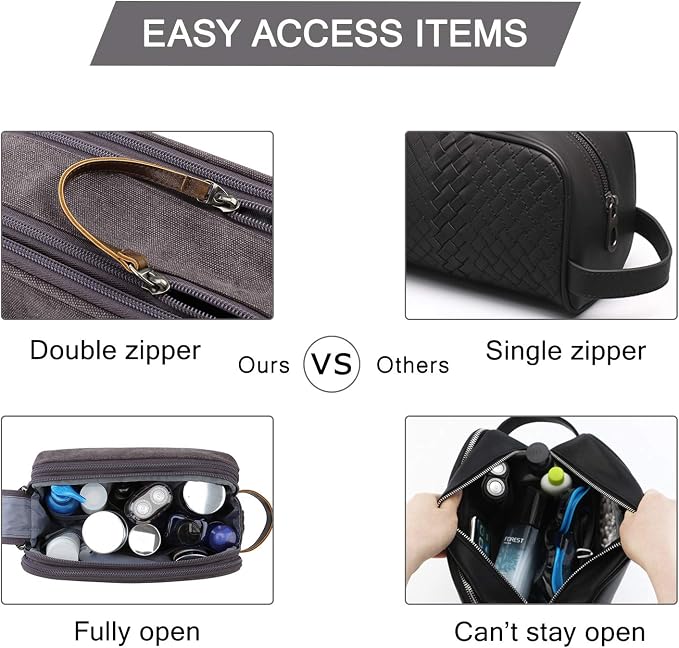BAGSMART Toiletry Bag for Men, Canvas Travel Toiletry Organizer Dopp Kit - Image 4