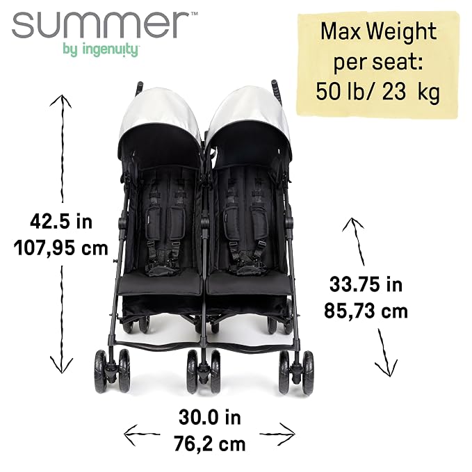 Summer Infant 3Dlite Folding Lightweight Side by Side Double Stroller - Image 9