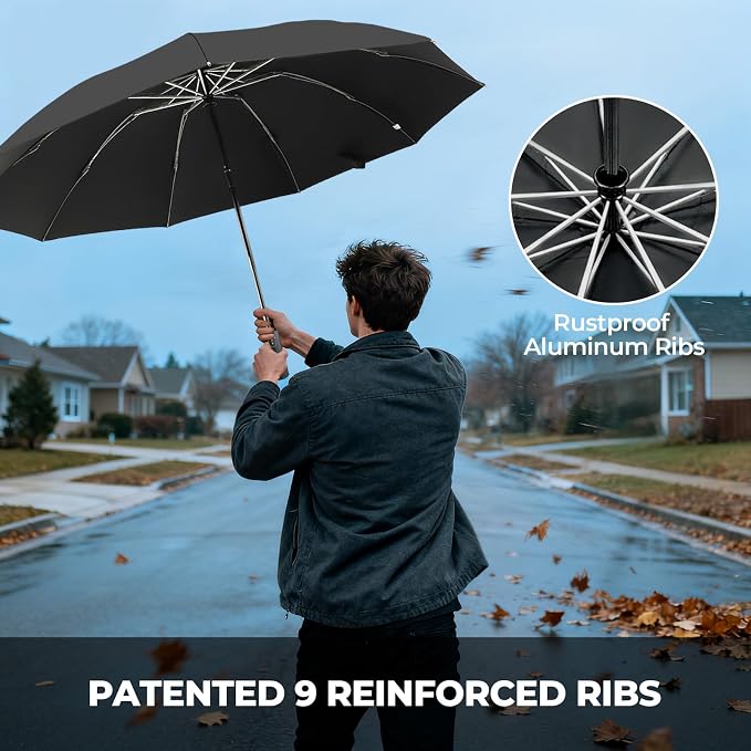 LLanxiry Compact Travel Umbrella, Mini Windproof Umbrellas - Image 3