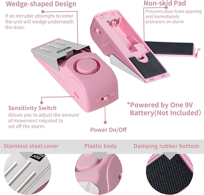 2 Pack Portable Door Stop Alarm, Door Stopper - Image 4