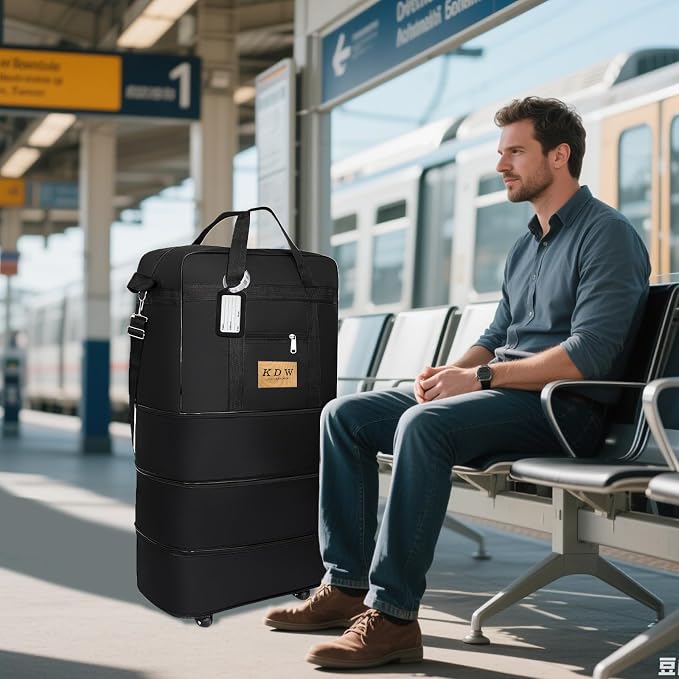 Foldable Travel Bag with Wheels, Extendable Tote Bag, Roller Expandable Luggage - Image 3