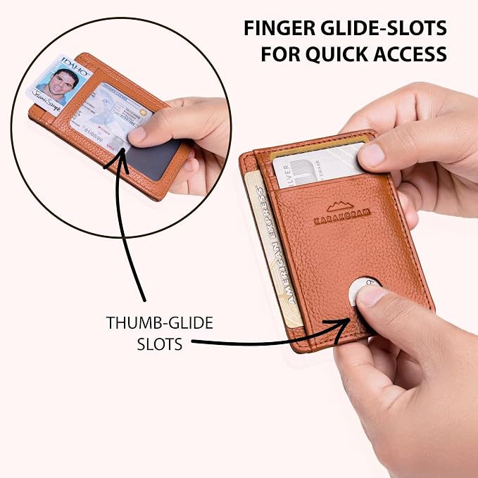 KARAKORAM Vertical Handcrafted Premium Leather Front Pocket Credit Card Holder - Image 7