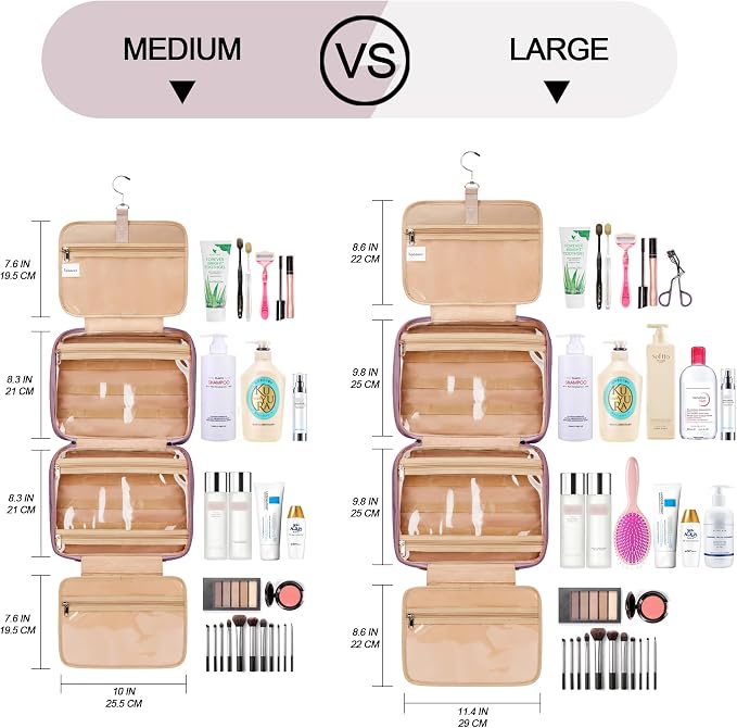 Travel Hanging Toiletry Bag for Women, Large Makeup Bag 8 Leak Proofing - Image 7