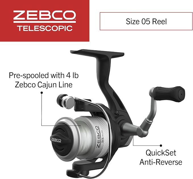 Zebco 33 Spinning Reel and Telescopic Fishing Rod Combo - Image 3