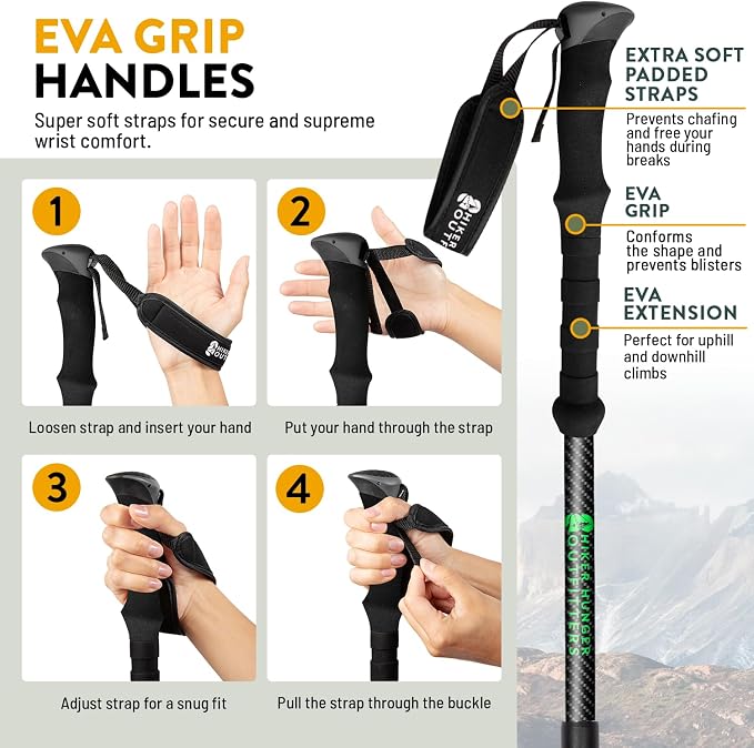 100% Carbon Fiber Trekking Poles by USA Brand - Image 6