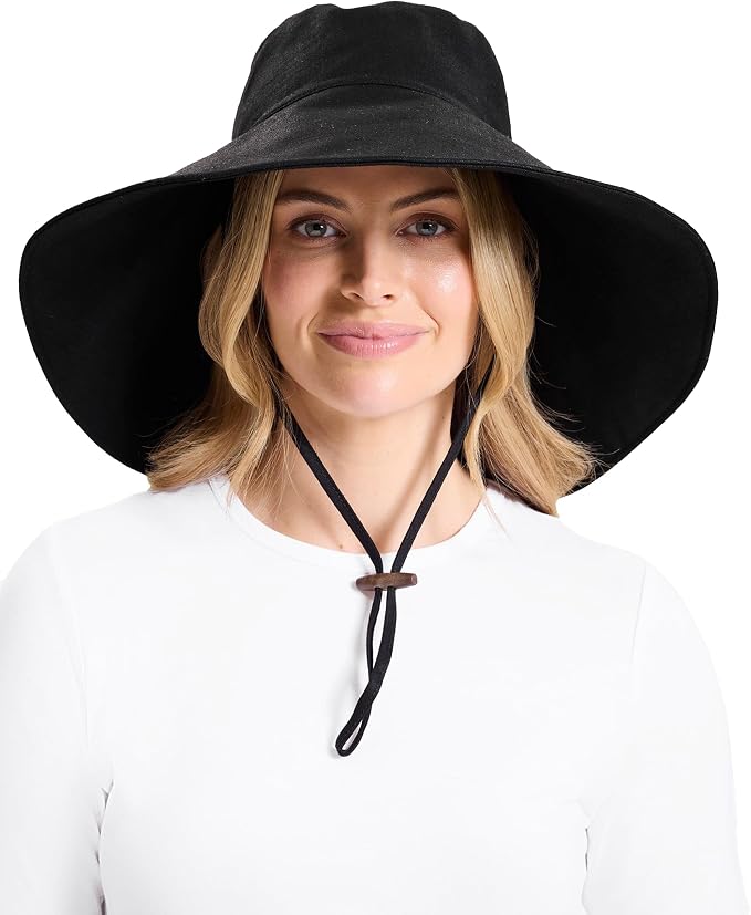 Solbari Women’s Ultra-Wide Cotton Linen Sun Hat UPF 50+, Adjustable by Solbari