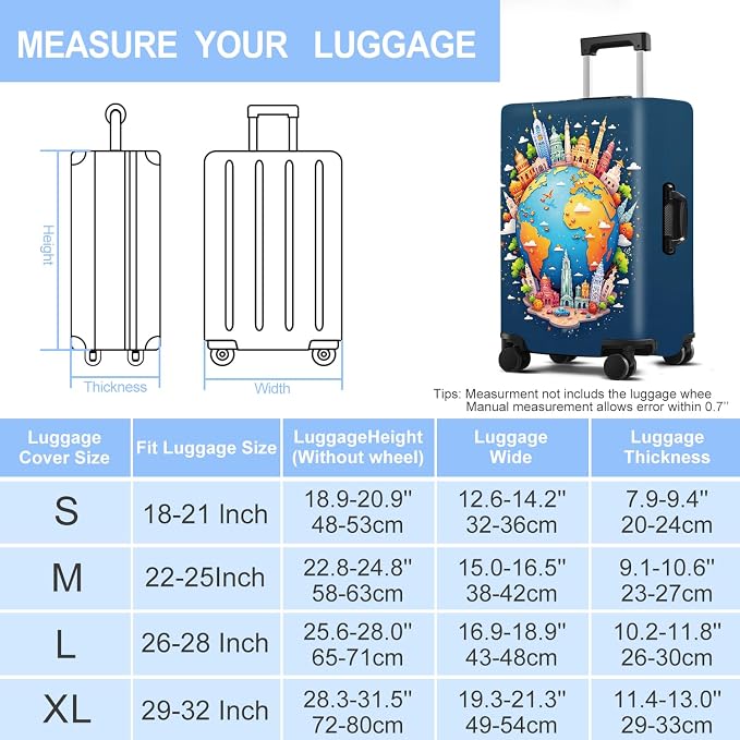 Luggage Cover Washable Suitcase Protector Anti-Scratch, Stretchable Fit - Image 6
