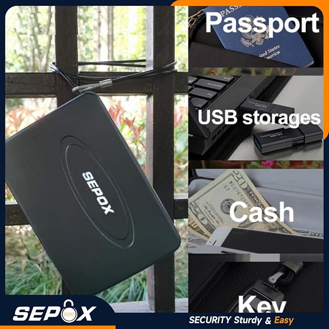 SEPOX® 2Pcs Water/Fire-Resistant Portable Security Case Lock Box Steel - Image 8