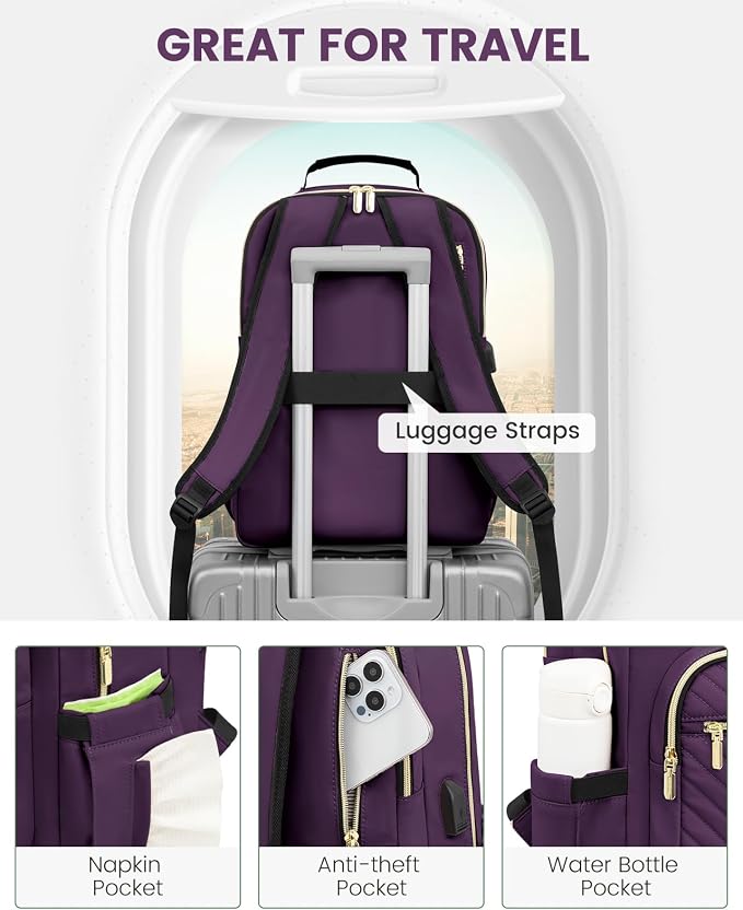 LOVEVOOK Laptop Backpack for Women, Travel Computer Work Bags - Image 4