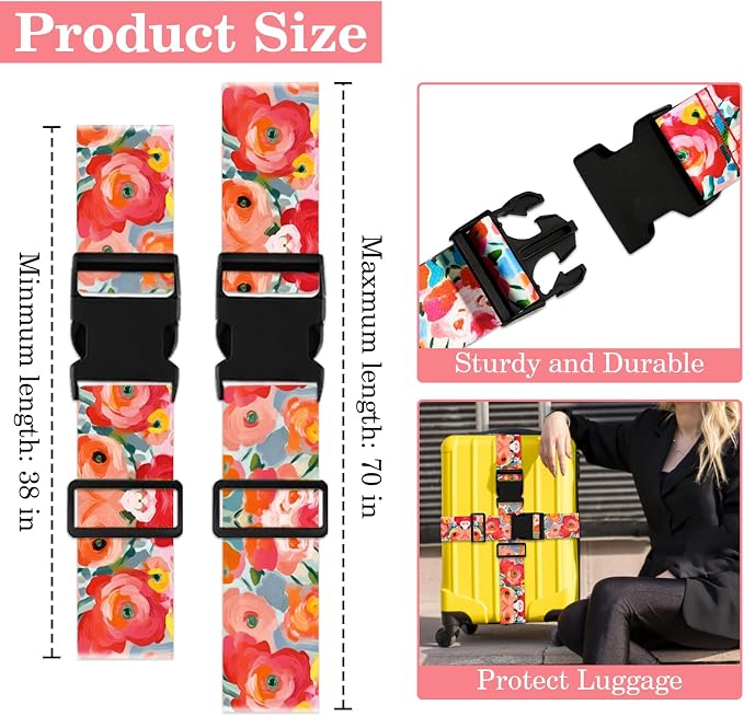 Rose Luggage Straps for Suitcases TSA Approved, Luggage Identifiers for Suitcase - Image 2