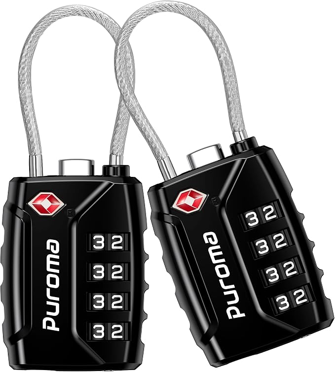 Puroma 2 Pack TSA Approved Luggage Locks, 4 Digit Combination Travel Locks by Puroma