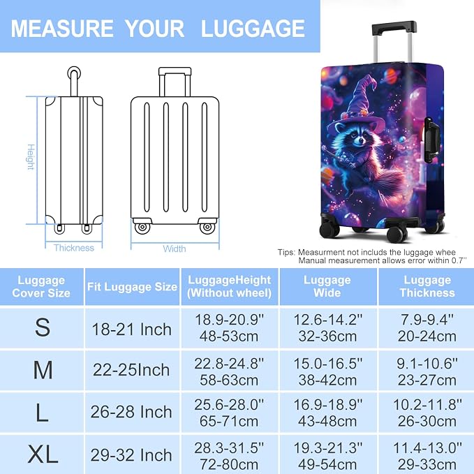 Raccoon Luggage Cover Washable Suitcase Protector Anti-Scratch, Stretchable Fit - Image 6