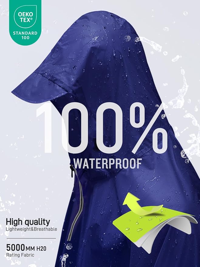 SaphiRose Hooded Rain Poncho Waterproof Raincoat Jacket - Image 3