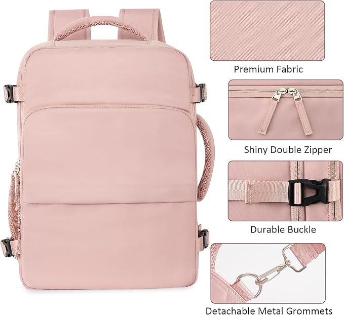 Travel Backpack for Women Men, Travel Laptop Backpack w/USB Charging Port - Image 5