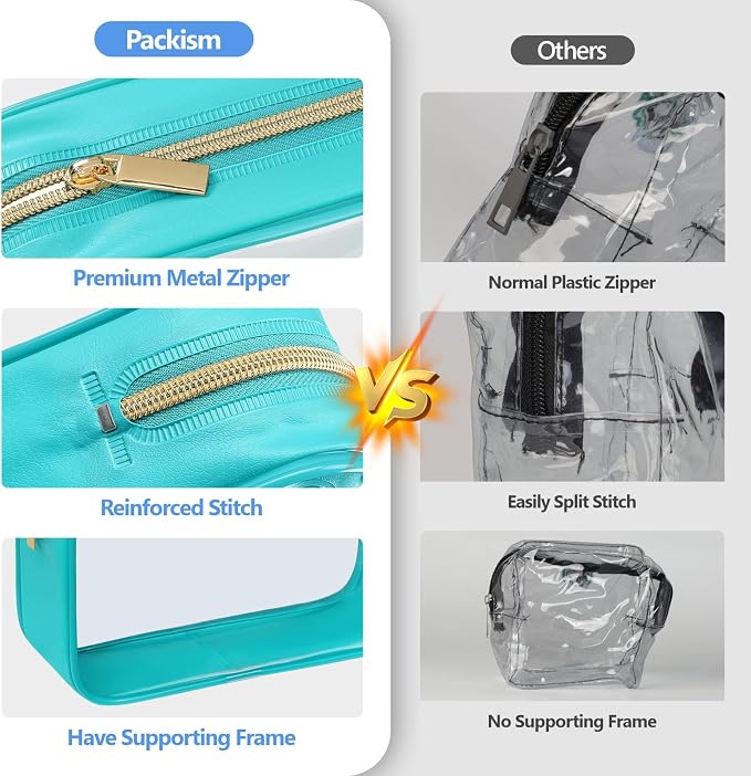PACKISM Clear Makeup Bag, 2 Pack Upgrade Color-Edged TSA Approved Toiletry Bag - Image 5