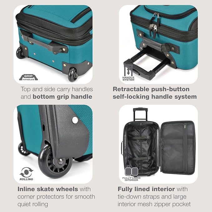 U.S. Traveler Rio Fabric Expandable Carry-on Luggage, Rolling Suitcase - Image 4