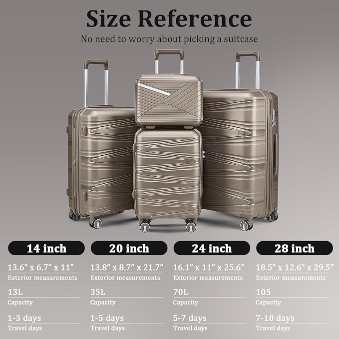 Luggage Set 4 Piece with Spinner Wheel, TSA Approved Expandable Hardshell - Image 3