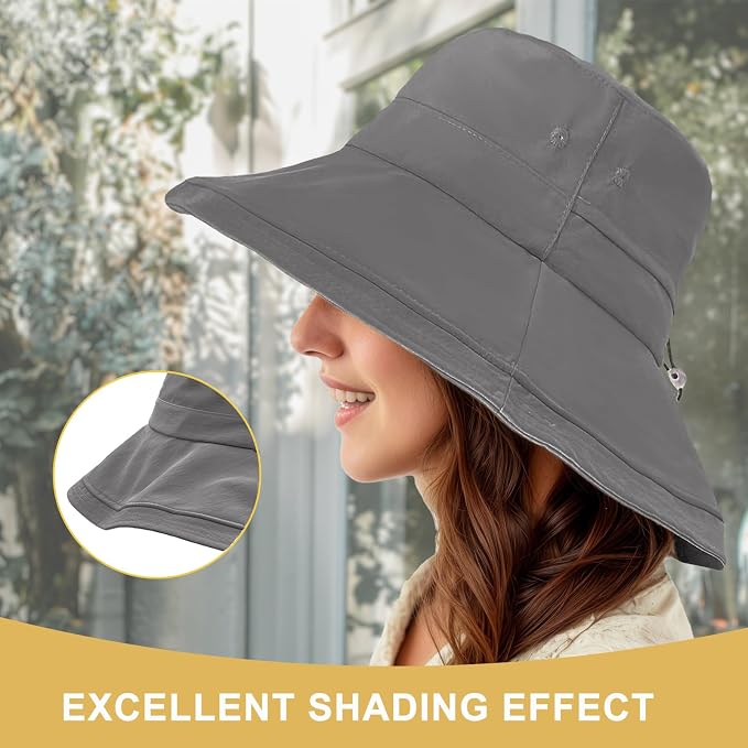 Sun Hats for Women Wide Brim Ponytail UV Protection Beach Hat Packable - Image 4