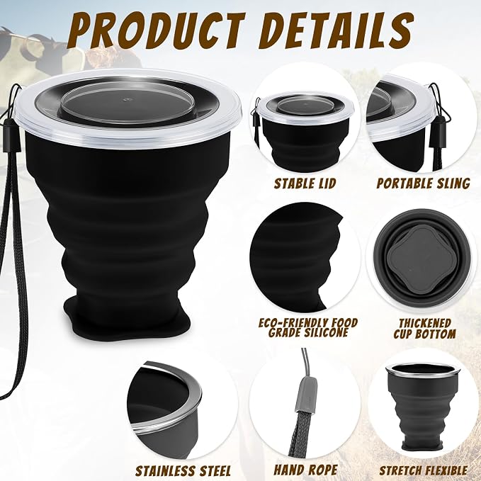 12 Pcs Silicone Collapsible Cup 7.04 oz Folding Camping Travel Collapsible - Image 3