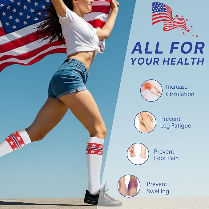 Compression Socks for Women Men Circulation Knee High 8 Pairs for Nurses - Image 3
