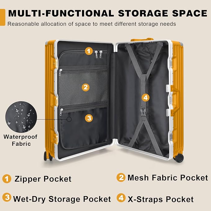 AnyZip Luggage PC+ABS Aluminum Frame Zipperless Checked Luggage Hard Shell - Image 2