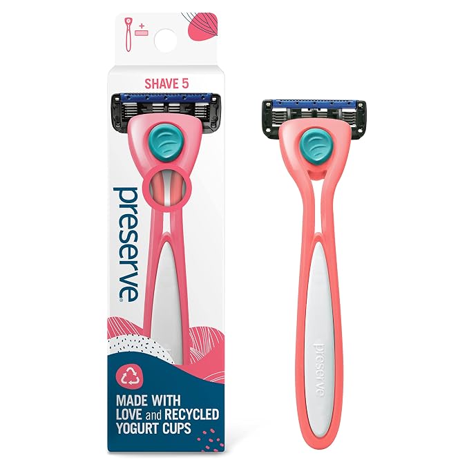 Preserve Shave 5 Five Blade Refillable Razor, Made from Recycled Materials by Preserve
