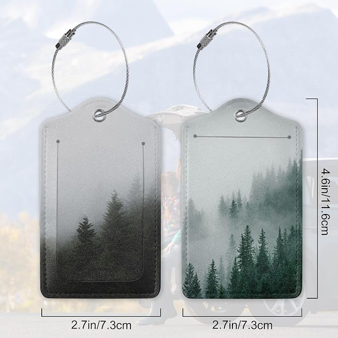 Misty Foggy Mountain 2 PCS Luggage Tags, Privacy Cover ID Label - Image 2