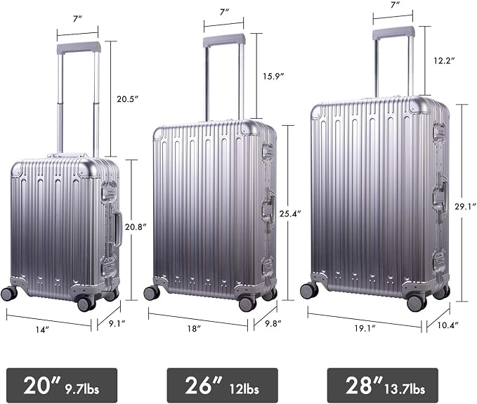 TRAVELKING All Aluminum Luggage Zipperless Hard Shell Suitcase - Image 7