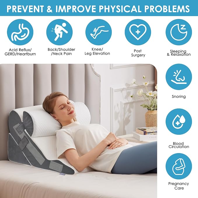 3PCS Bed Wedge Pillow for Headboard, Adjustable Wedge Pillow for Sleep Apnea - Image 2