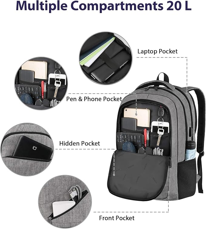 MATEIN 15.6 Inch Student Laptop Backpack, 20 L Airline Personal Item College - Image 9