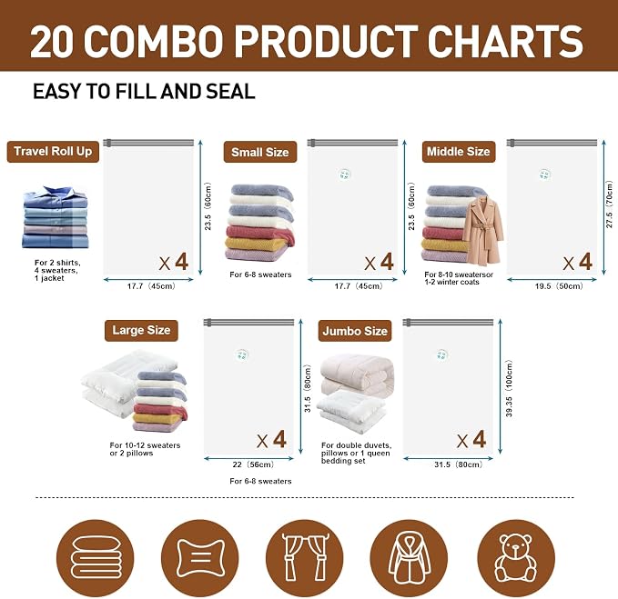 20 Pack Vacuum Storage Bags, Space Saver Bags - Image 4