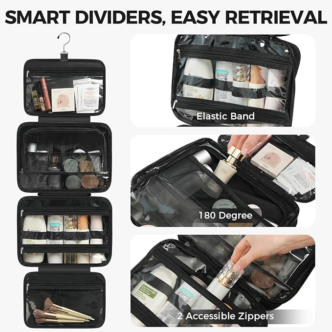 Toiletry Bag For women, Portable Hanging Organizer, 4 Leakproof Compartment for - Image 5