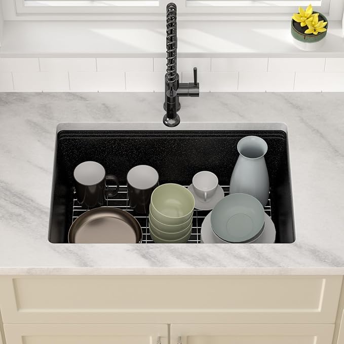 Dcolora 28 Inch Matte Black Undermount Kitchen Sink Single Bowl Modern Sink - Image 3