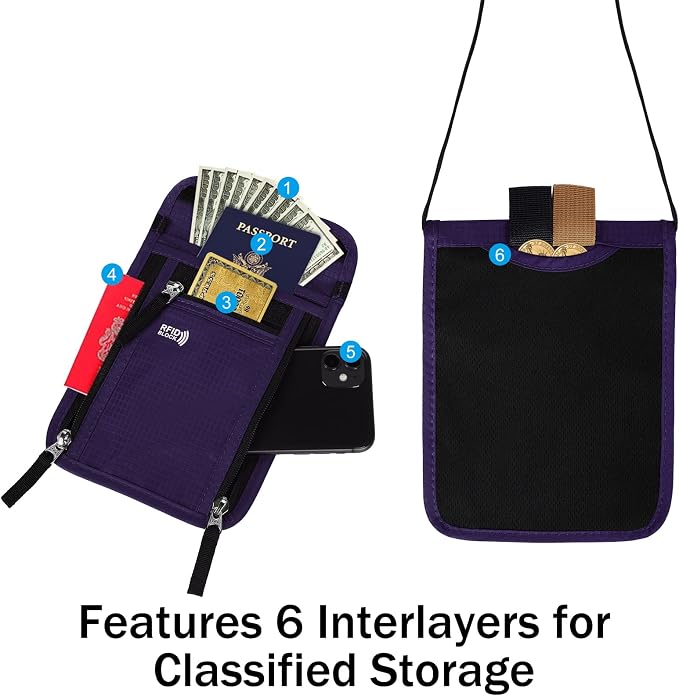 Travel Pouch Neck Wallet Family Passport Holder Organizer Case - Image 4