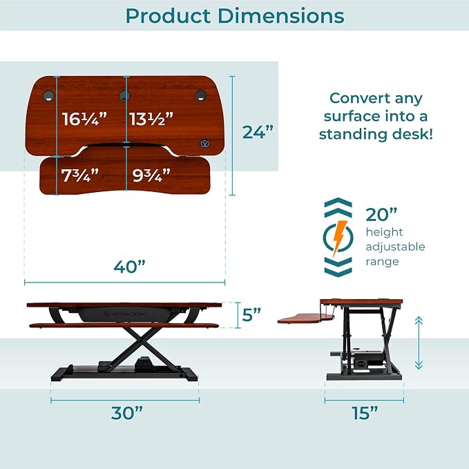 VERSADESK® PowerPro™ 40” x 24” Standing Desk Converter | 7.75” - Image 4
