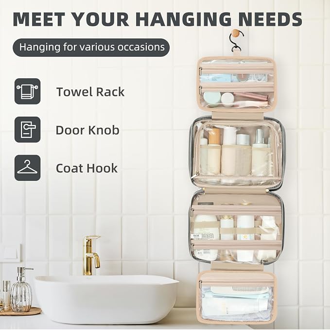 BAGAIL Hanging Toiletry Bag for Women Water-resistant Cosmetic Bag Large - Image 5