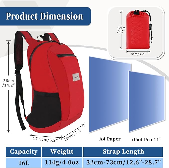 Hiking Daypack - Lightweight & Water-Resistant Portable Backpack - Image 7
