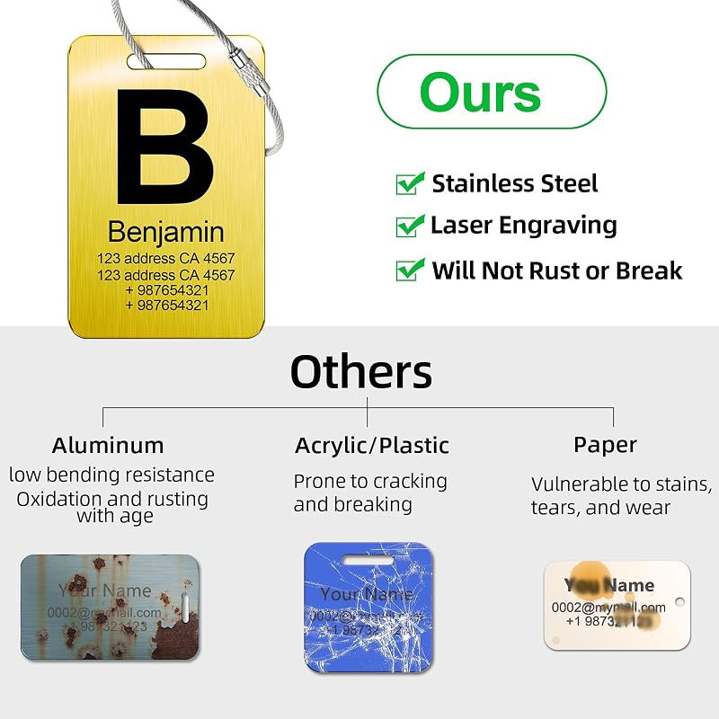 Customized Stainless Steel Luggage Tags: Personalize Your Suitcases, and Bags - Image 6