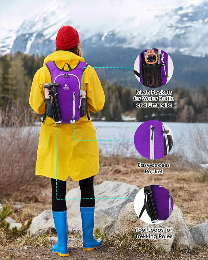 Small Hiking Backpack with Front Phone Holder, Packable Back Pack with Chest - Image 3