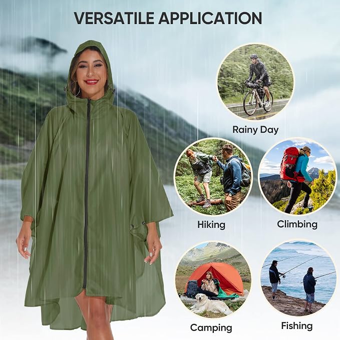 PTEROMY Hooded Rain Poncho for Adult - Image 7
