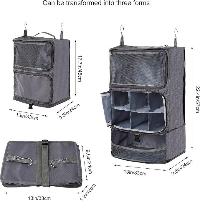 TABITORA Travel Portable Hanging Shelves Closet Organizer Packing Luggage - Image 4