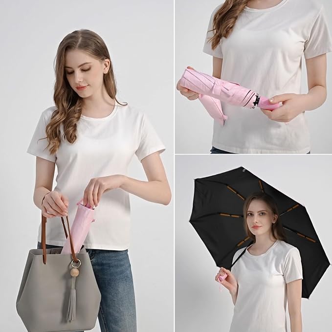 BAODINI Small UV Protection Travel Umbrella Compact - Image 3